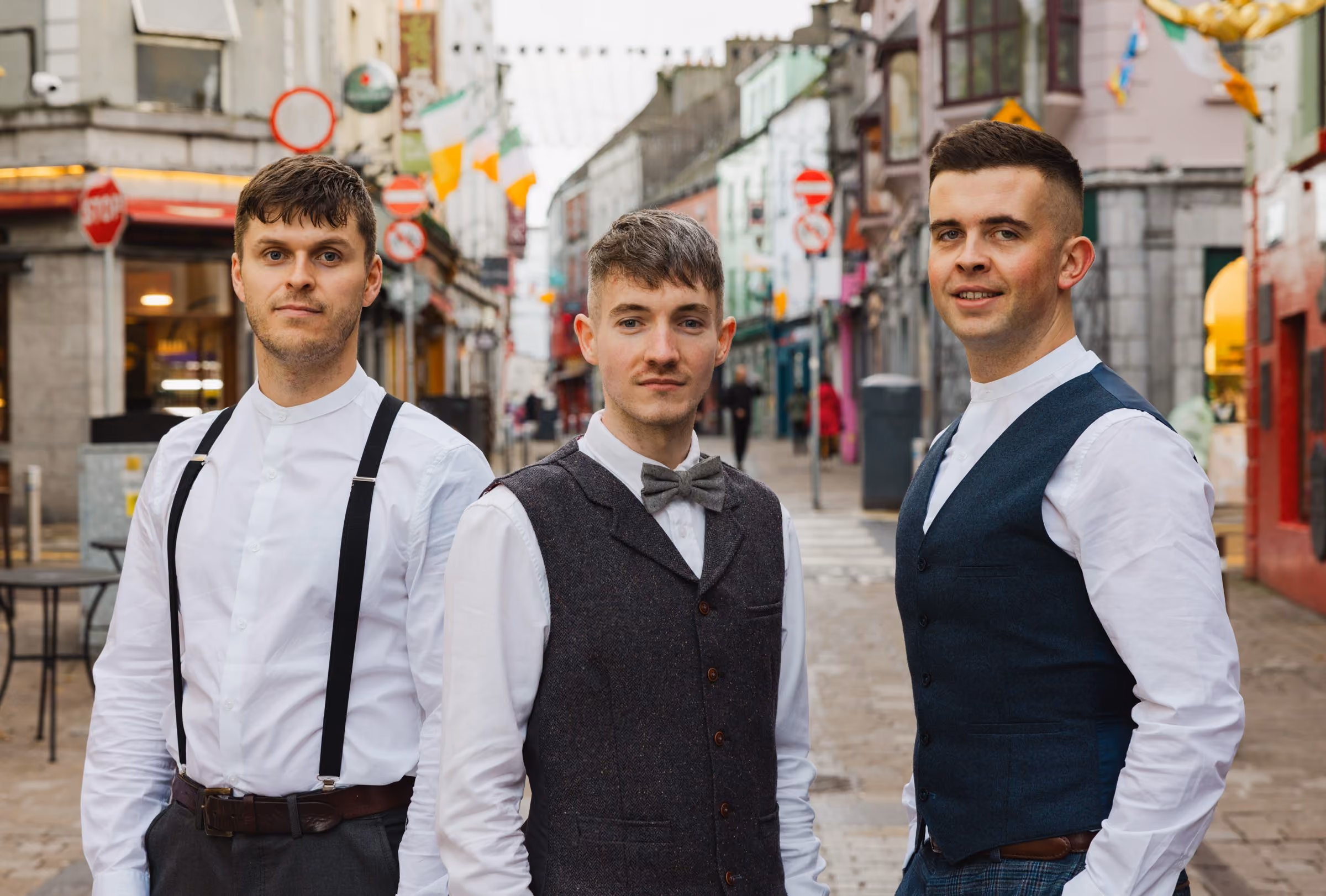 The Kings of Connaught — Liam, Mark and Thomas — on Shop Street, Galway
